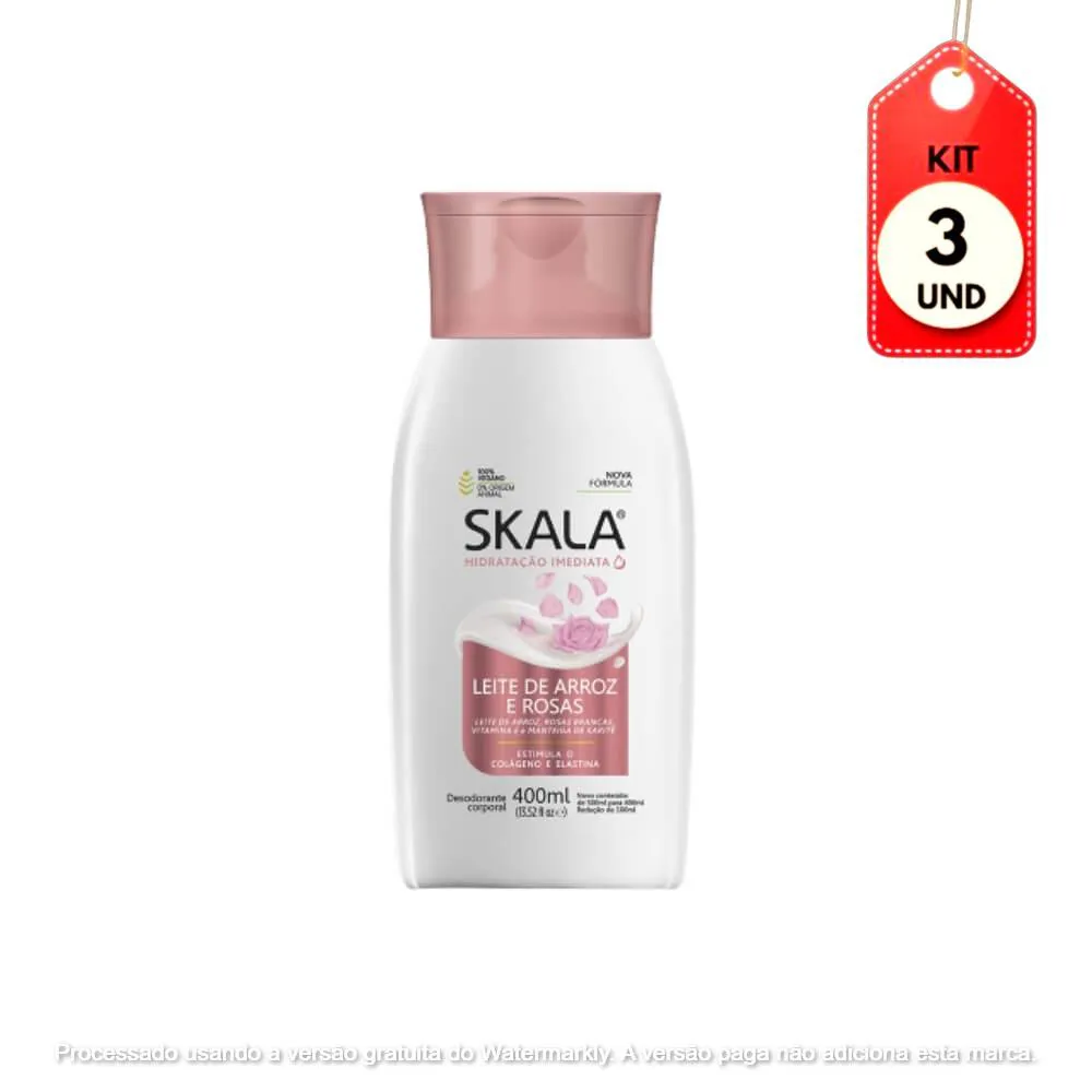 Kit C/03 Skala Rosas E Amêndoas Hidratante Corporal 400Ml