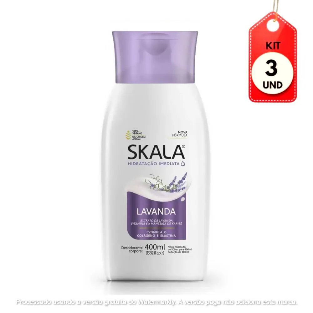 Kit C/03 Skala Lavanda Hidratante Corporal 400Ml