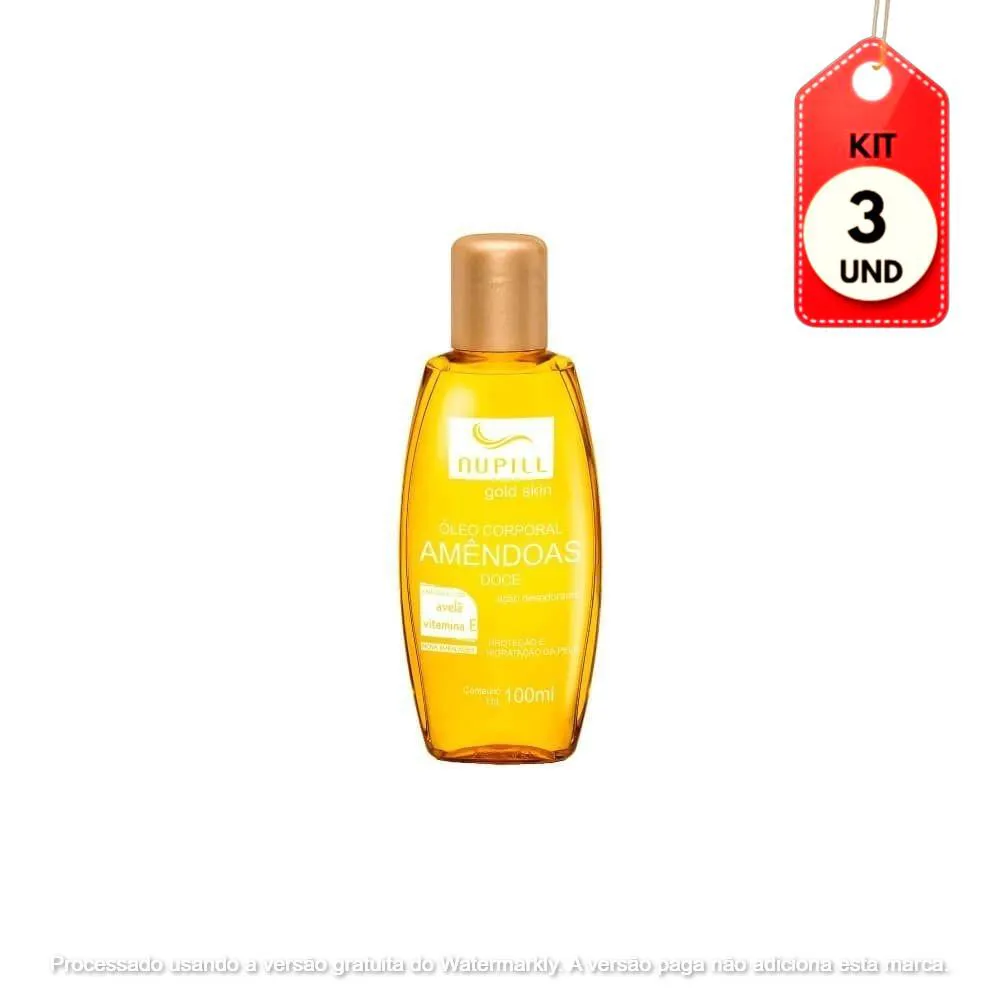 Kit C/03 Nupill Avelã / Vitamina E Óleo Corporal De Amêndoas 100Ml