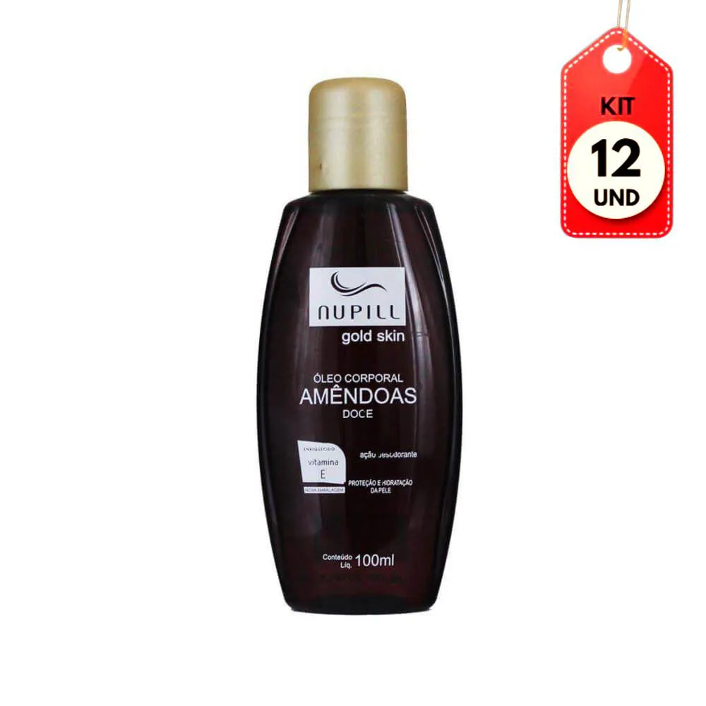 Kit C/12 Nupill Gold Skin Óleo De Amêndoas C/ Vitamina E 100Ml