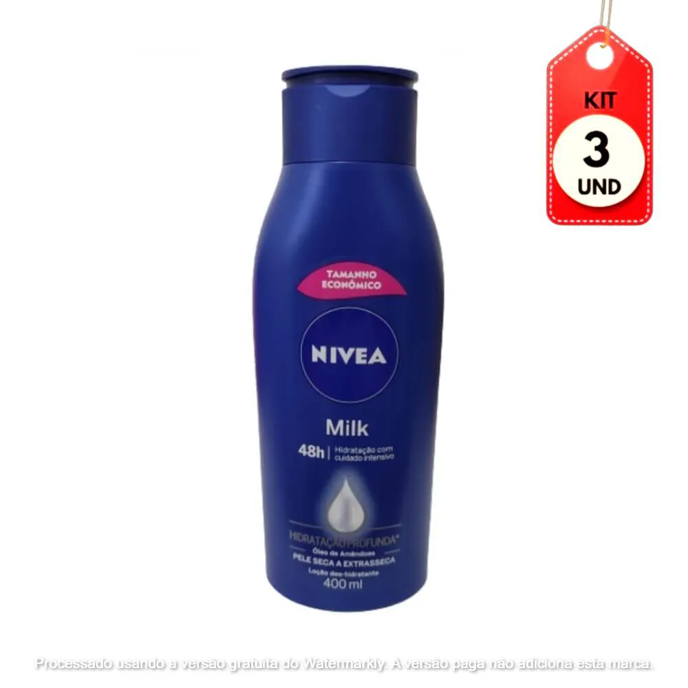 Kit C/03 Nivea Body Milk Hidratante P/ Banho 400Ml