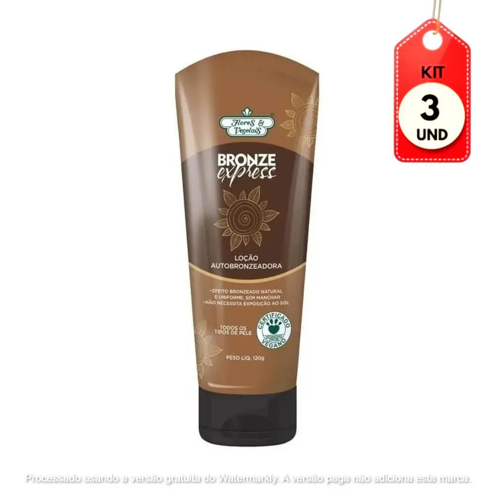Kit C/03 Flores & Vegetais Express Loção Autobronzeadora 120G