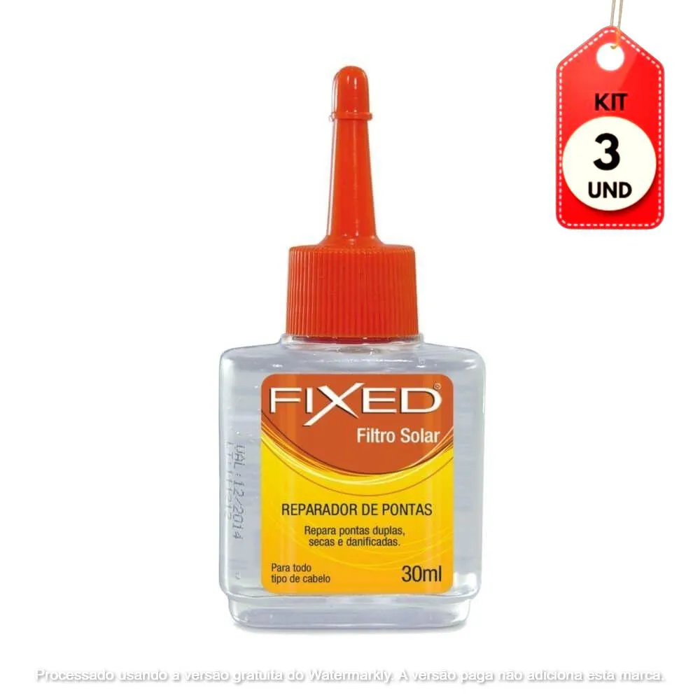 Kit C/03 Fixed Com Filtro Solar Reparador De Pontas 30Ml