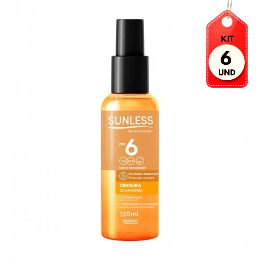 Kit C/06 Sunless Fps6 Óleo De Cenoura Bronzeador 120Ml