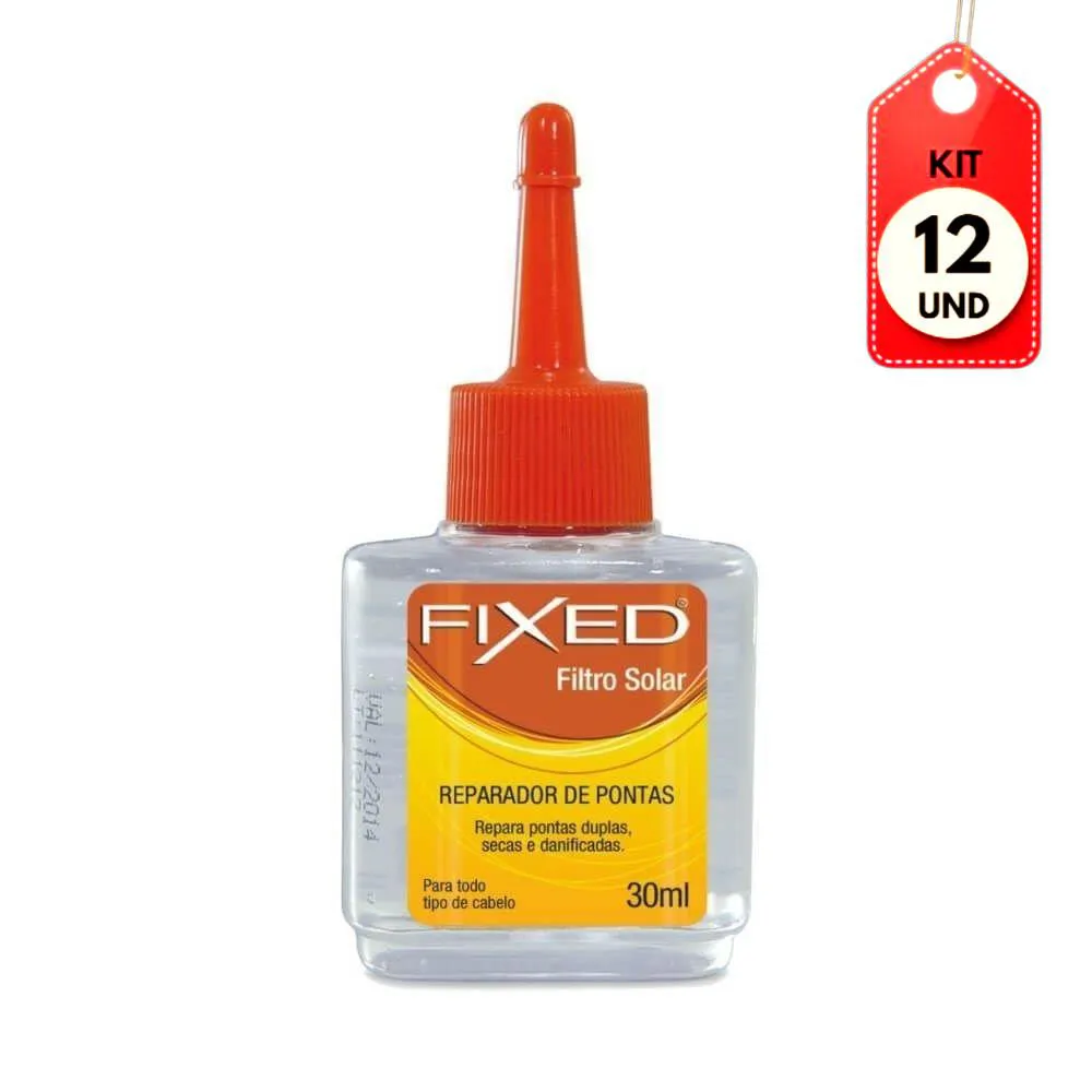 Kit C/12 Fixed Com Filtro Solar Reparador De Pontas 30Ml