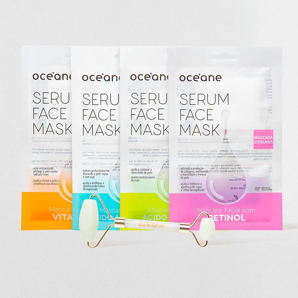 Kit 4 Máscaras Faciais De Sérum + Massageador Facial Jade Roller Não