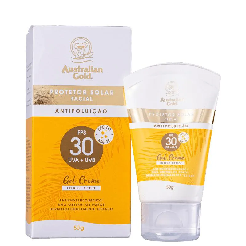 Protetor Solar Facial Australian Gold Antipoluição Fps 30 50G