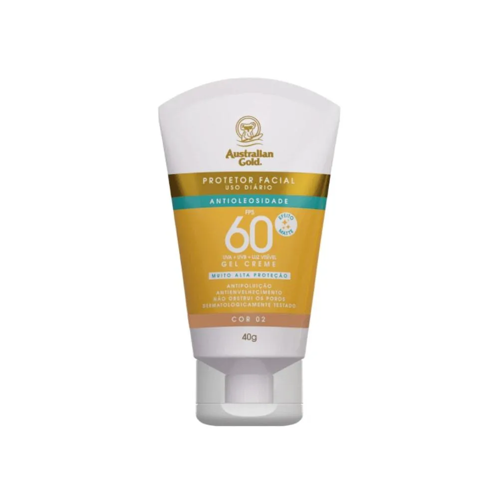 Protetor Solar Facial Australian Gold C/ Cor Gel Creme 02 Fps60 40Gr