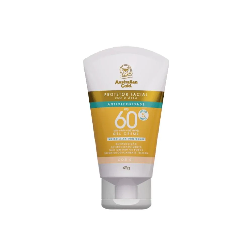 Protetor Solar Facial Australian Gold C/ Cor Gel Creme 01 Fps60 40Gr