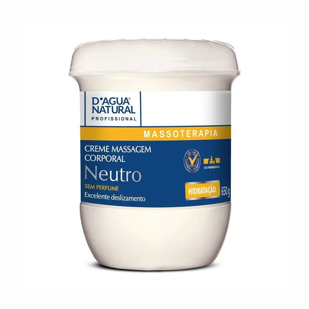 Creme Para Massagem D'Agua Natural Neutro 650G
