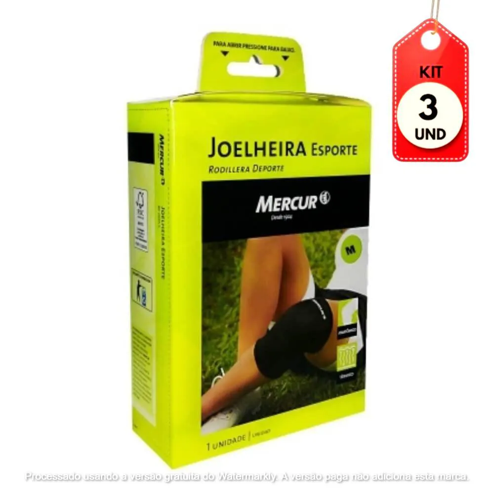 Kit C/03 Mercur Joelheira Neoprene Sport S/ Furo M