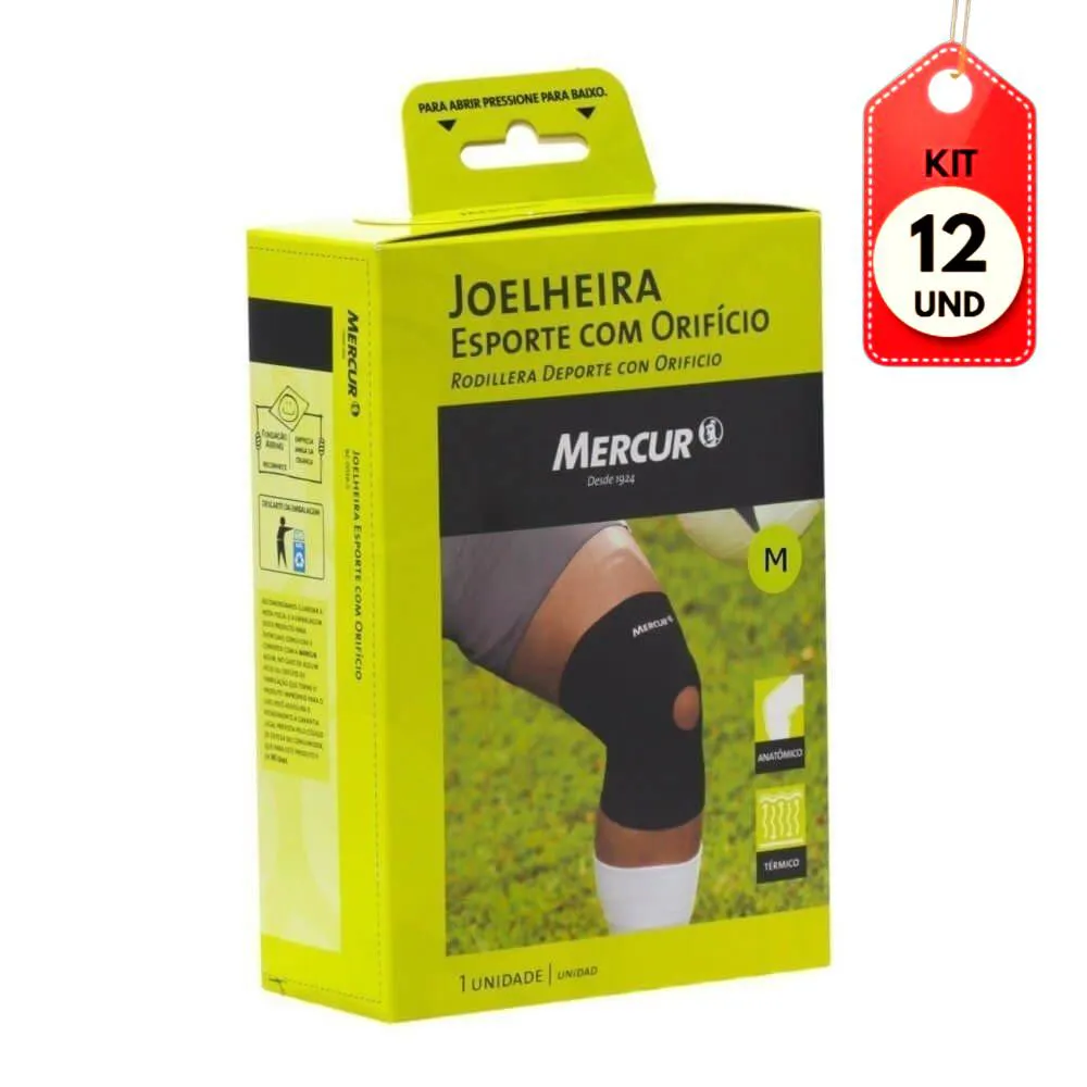 Kit C/12 Mercur Joelheira Neoprene C/ Furo Reforçada M