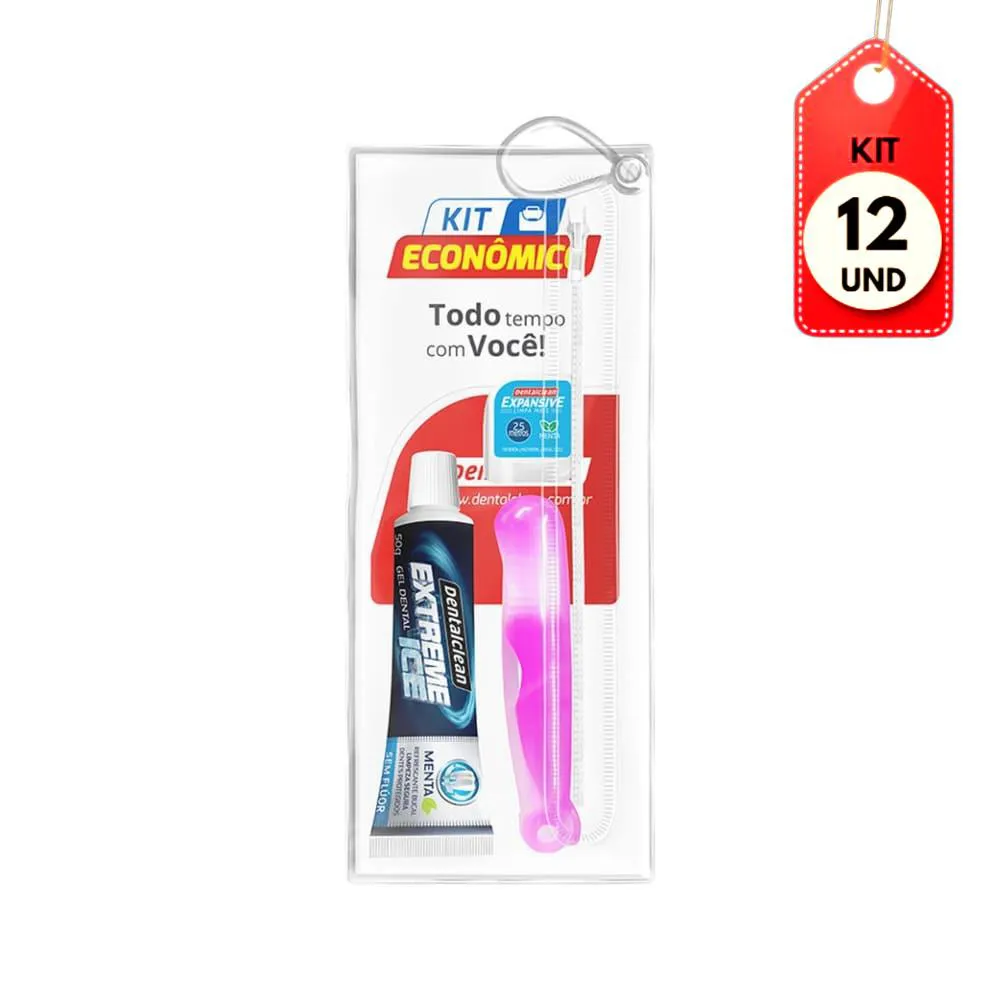 Kit C/12 Dentalclean Kit Viagem Escova Dental+ Creme Dental Menta 50G + Fio Dental 2.5M