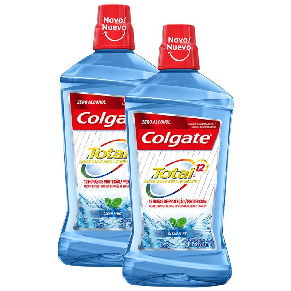 Kit Enxaguante Bucal Colgate Total 12 Clean Mint 1L Com 2 Unidades