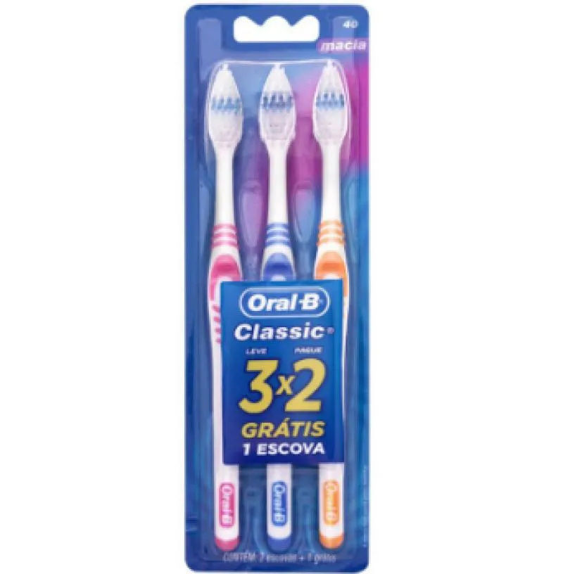 Escova Dental Oral-B Classic 1.2.3 Leve 3 Pague 2