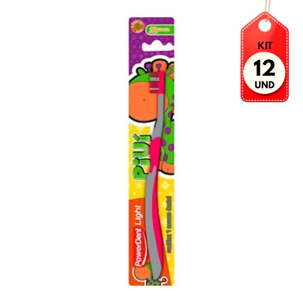 Kit C/12 Powerdent Piuí Escova Dental Infantil