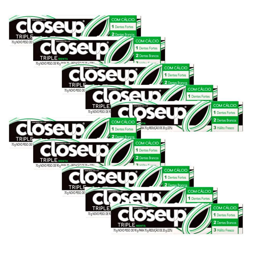 Kit 10 Creme Dental Close Up Triple Menta 70G