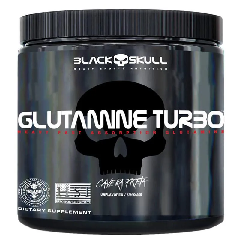 Glutamina Pura Turbo Em Pó 150G Black Skull