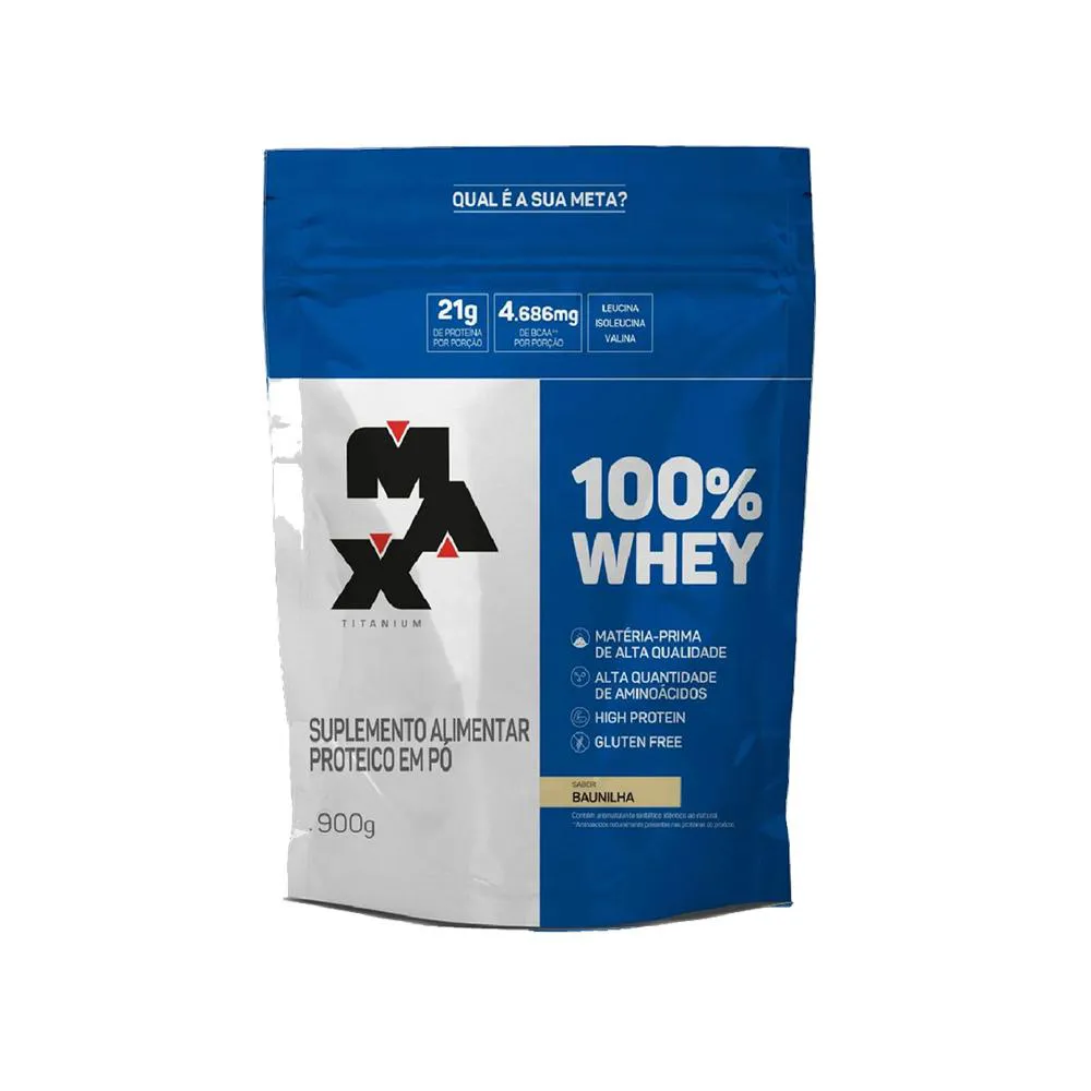 Whey 100% Refil Baunilha 900G - Max Titanium