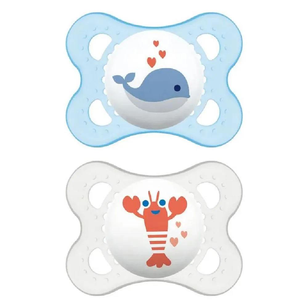 KIT 2 CHUPETAS COLEçãO FUNDO DO MAR 0-6 MESES AZUL - MAM
