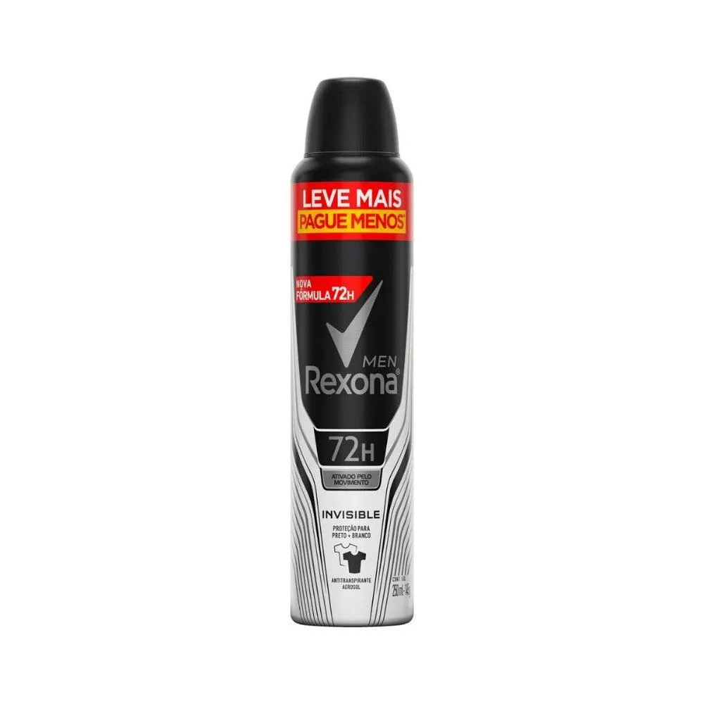 Desodorante Antitranspirante Aerosol Rexona Men Invisible 72H 250Ml