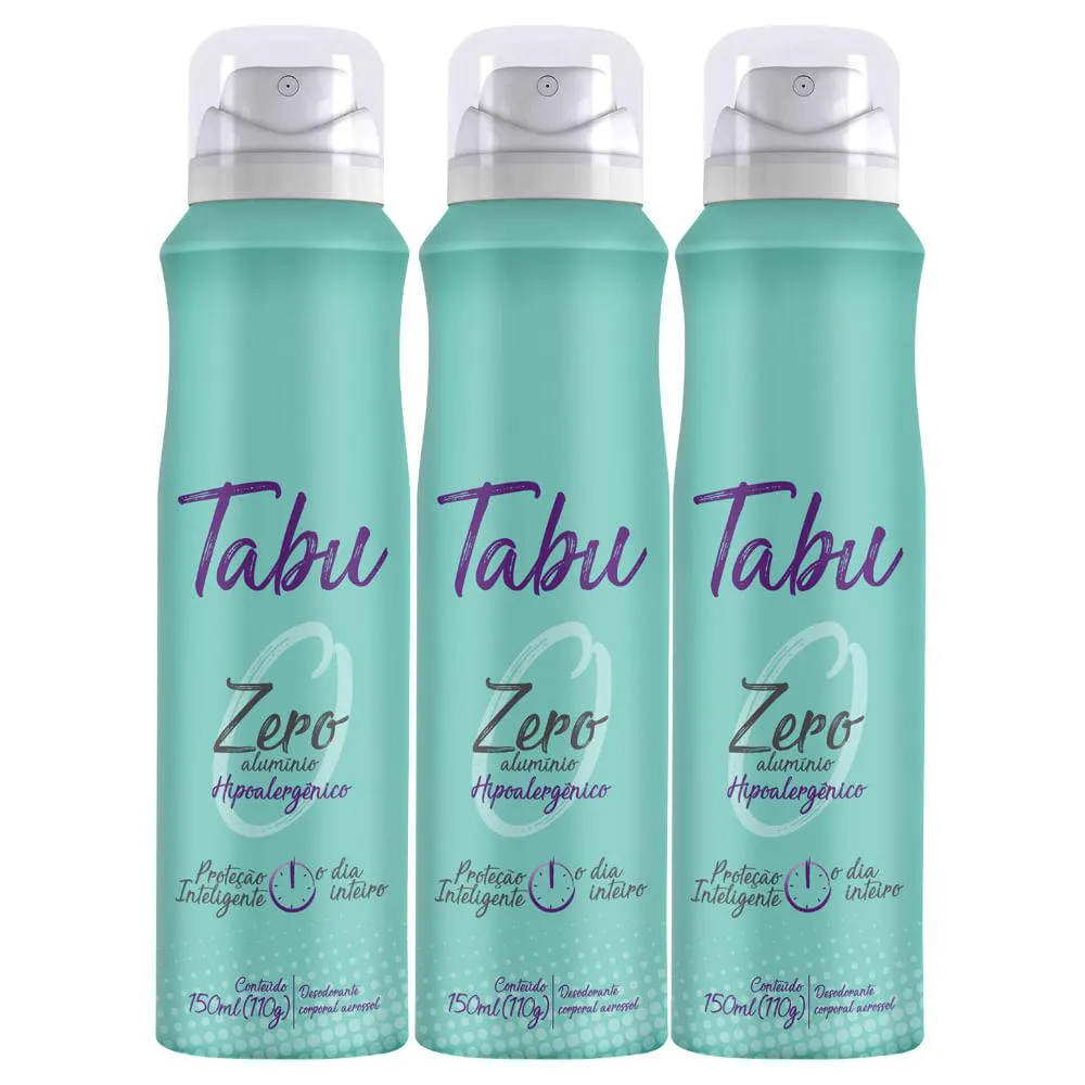 Kit Desodorante Sem Alumínio Aerosol Tabu 150Ml 3 Unidades