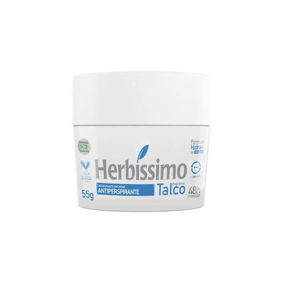 Desodorante Antitranspirante Creme Herbíssimo Talco 55G 