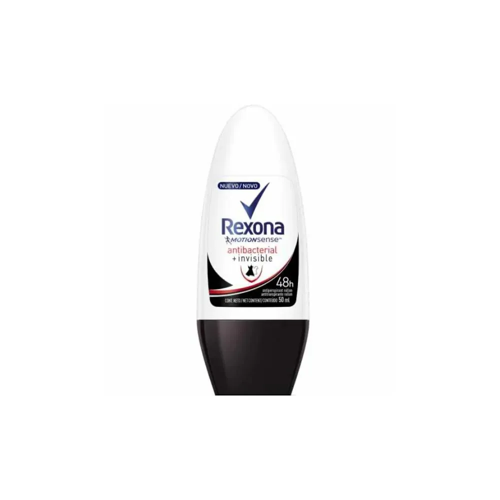 Desodorante Antitranspirante Roll-On Rexona Antibacterial + Invisible Feminino 48H 50Ml