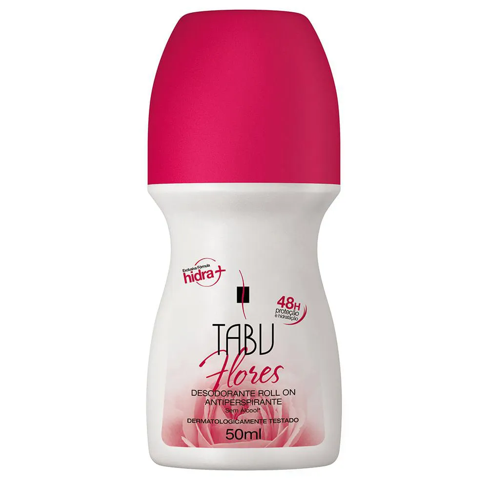 Desodorante Antitranspirante Roll-On Tabu Flores Feminino 48H 50Ml