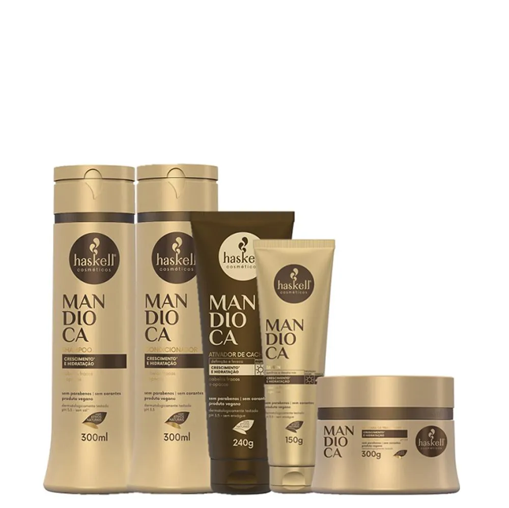 Kit Haskell Ametista Mandioca Duo Shampoo 300ml + Leave In 150g + Máscara 300g + Ativador 240g