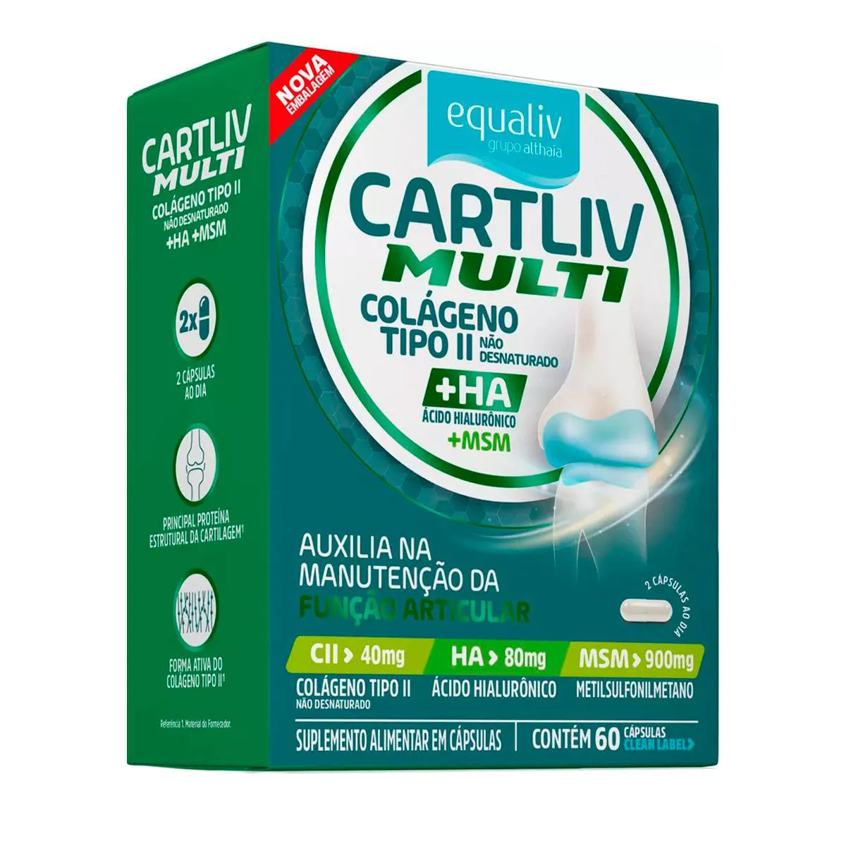CARTLIV MULTI COLáGENO TIPO II +HA EQUALIV 60 CAPSULAS