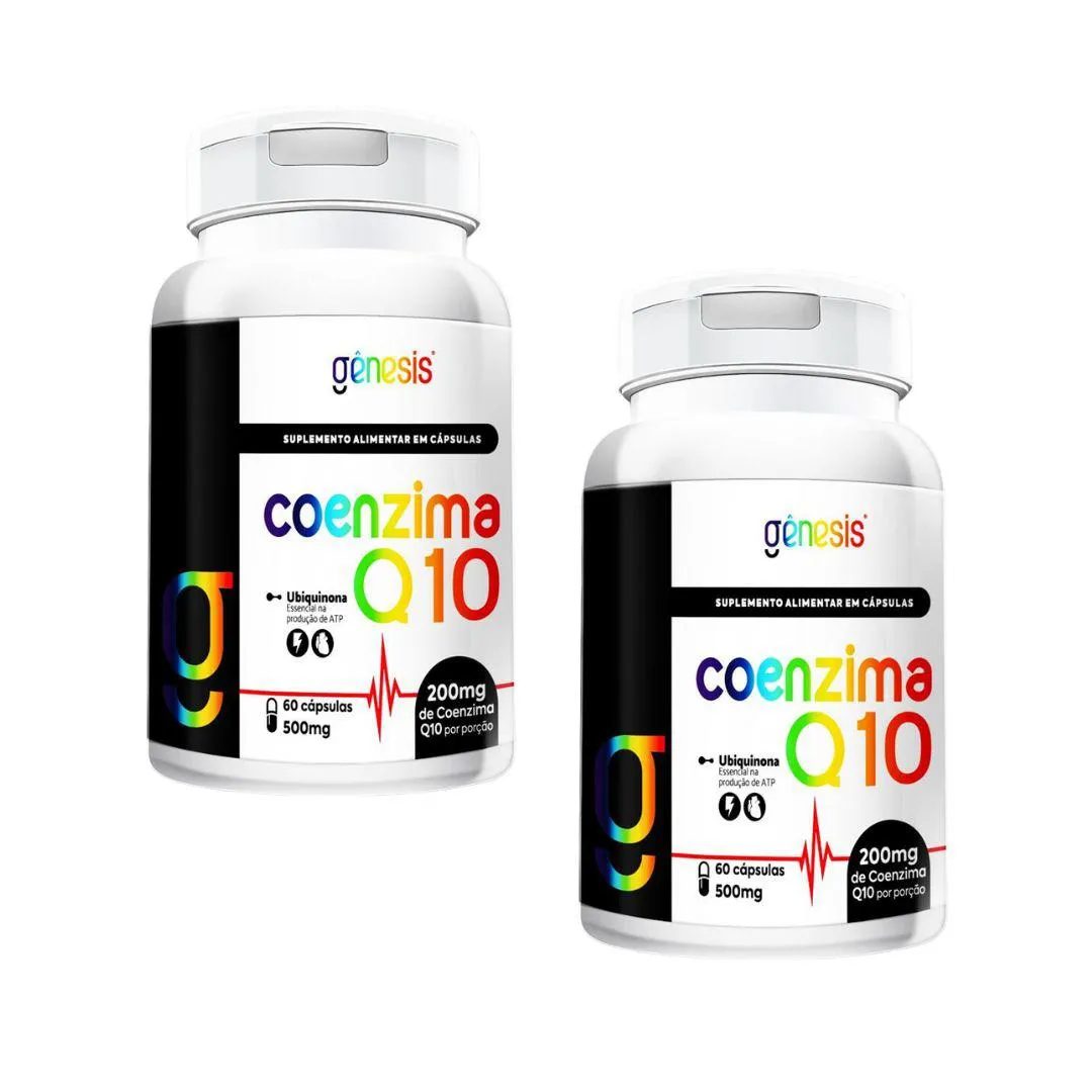 KIT 2 COENZIMA Q10 200MG 60 CáPSULAS GENESIS SEM Sabor