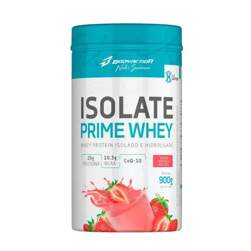 ISOLATE PRIME WHEY ISOLADA HIDROLISADA BODYACTION 900G  Morango