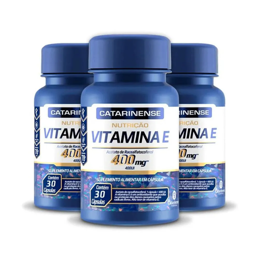 KIT 3 VITAMINA E 400MG CATARINENSE 30 CáPSULAS