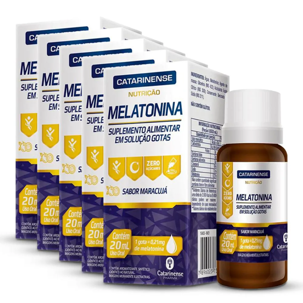 KIT 5 MELATONINA EM GOTAS CATARINENSE MARACUJá 20ML