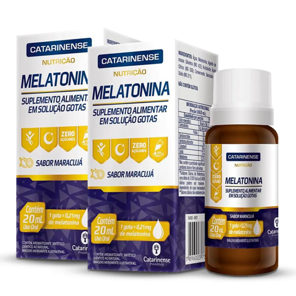 KIT 2 MELATONINA EM GOTAS CATARINENSE MARACUJá 20ML