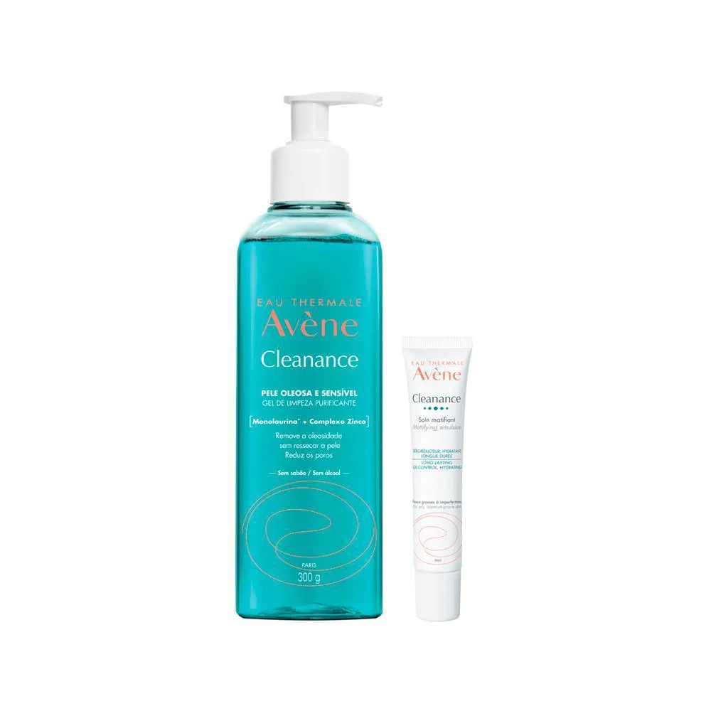 KIT FACIAL AVèNE CLEANANCE - GEL DE LIMPEZA 300G E CREME HIDRATANTE MATIFICANTE 40ML