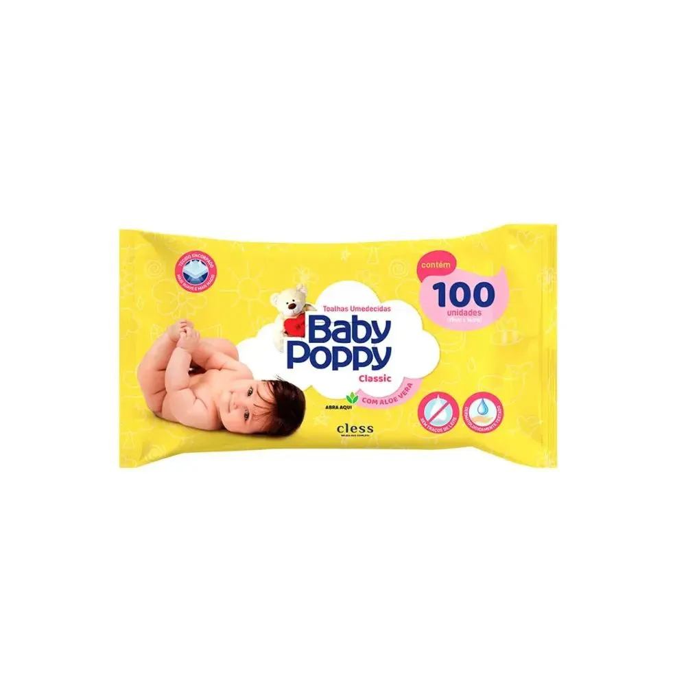 Lenço Umedecido Baby Poppy 100 Unidades