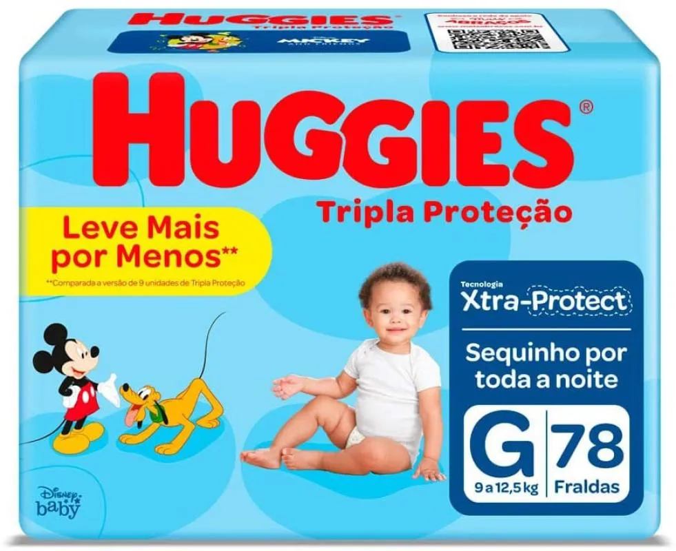 Fralda Huggies Tripla Proteção Disney Baby Hiper G 78 Unidades