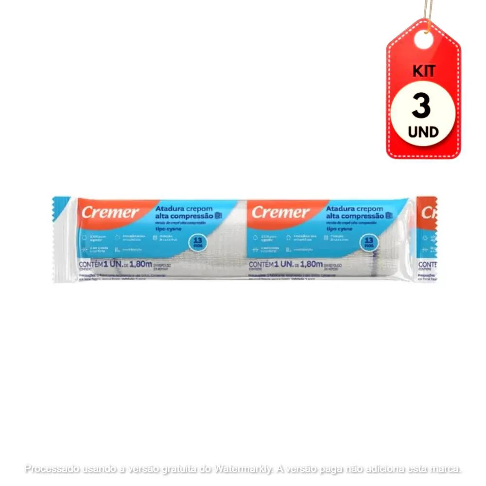 Kit C/03 Cremer Cysne Atadura Crepe 15Cmx1,80M