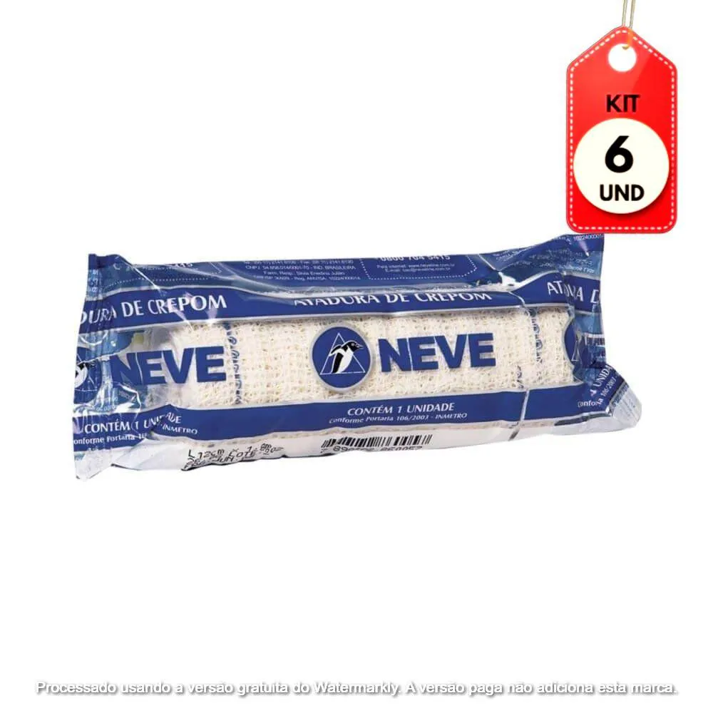 Kit C/06 Neve Atadura Crepe Elástica 12Cm
