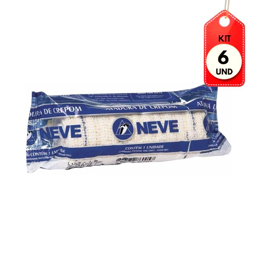 Kit C/06 Neve Atadura Crepe Elástica 20Cm