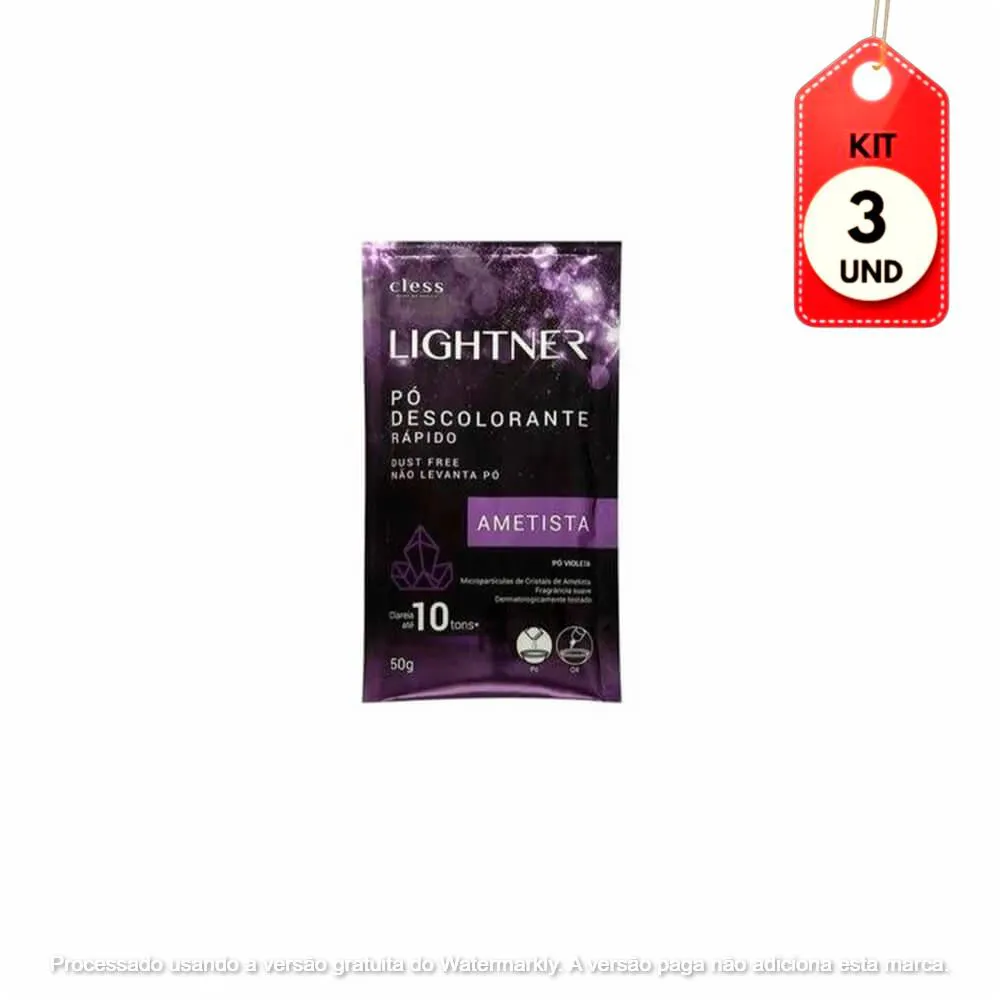 Kit C/03 Lightner Ametista Pó Descolorante 50G