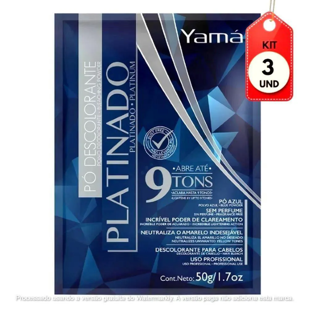 Kit C/03 Yamá Platinado Pó Descolorante 50G
