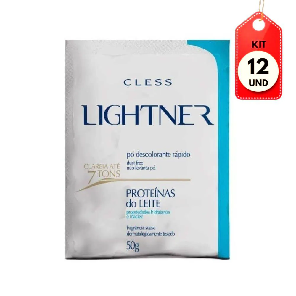 Kit C/12 Lightner Proteínas Do Leite Pó Descolorante 50G