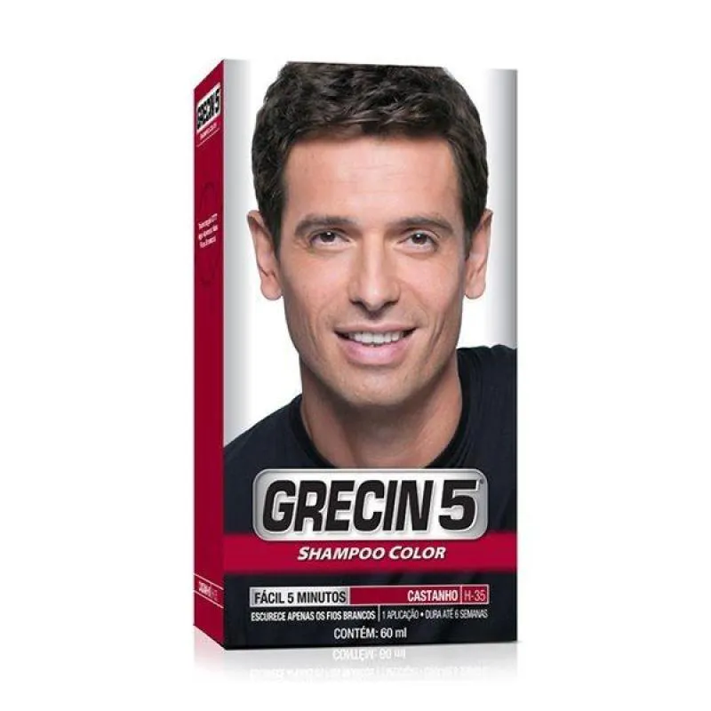 Grecin 5 Shampoo Color Castanho (H-35) 60Ml