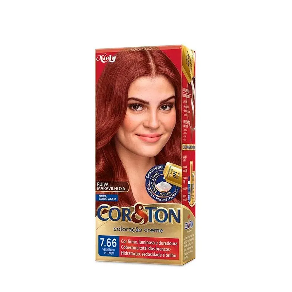 Tintura Cor & Ton Vermelho 7.66 Louro Médio Vermelho Intenso