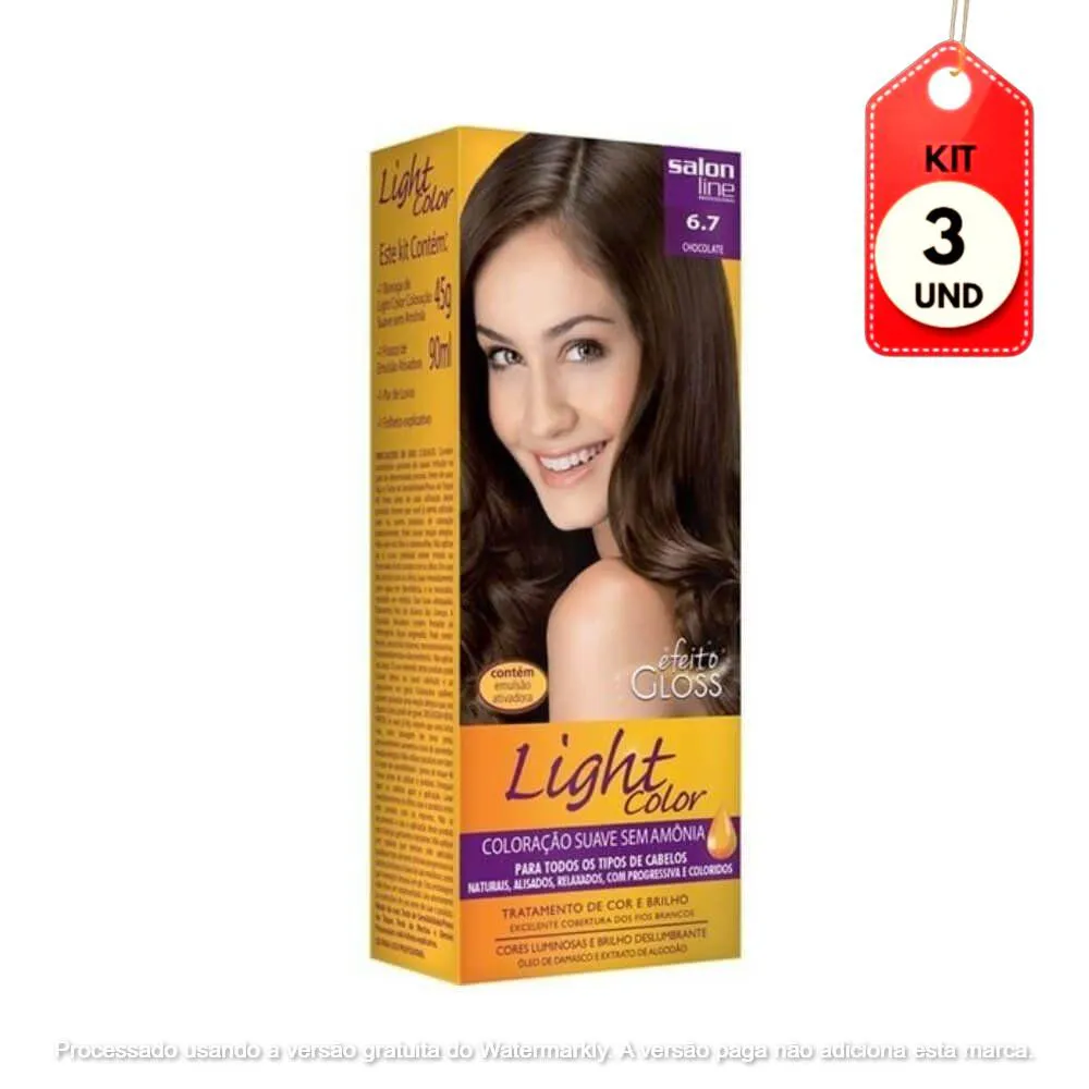 Kit C/03 Lightcolor Tinta Profissional 6.7 Chocolate 45G