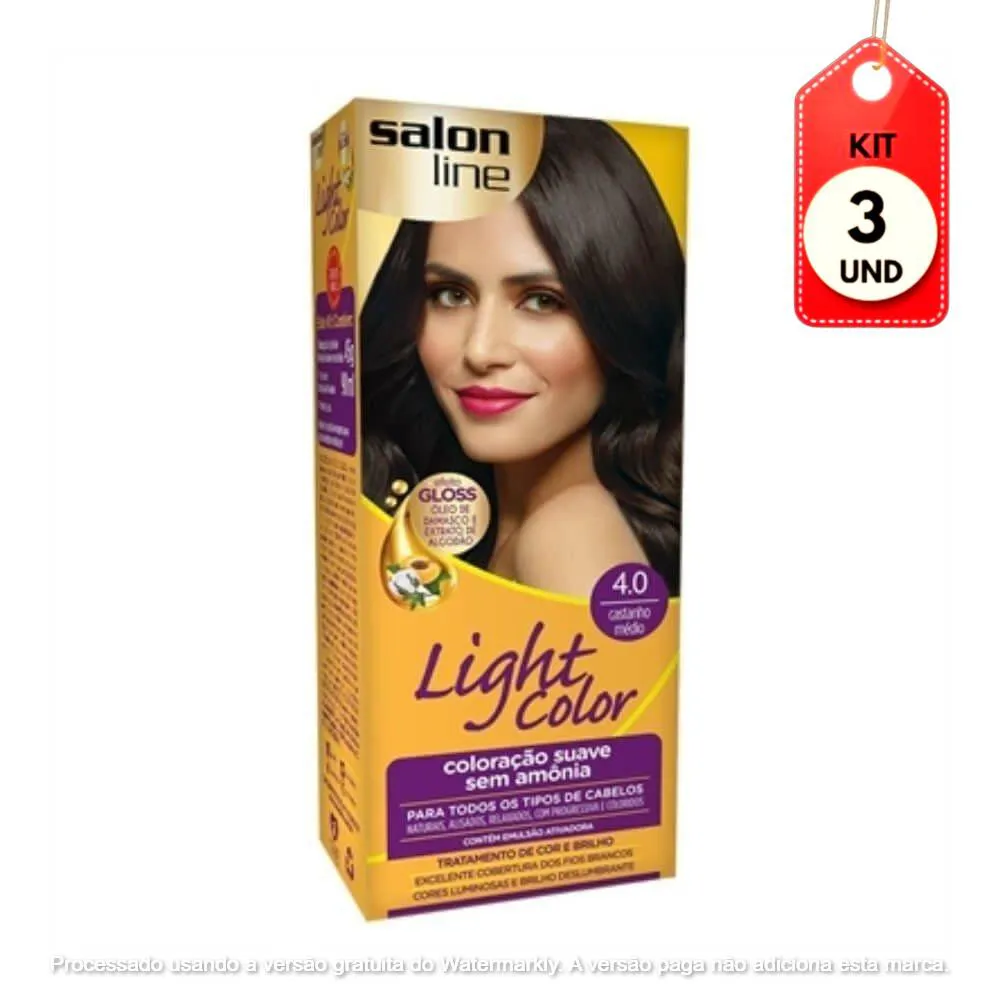 Kit C/03 Lightcolor Tinta Profissional 4.0 Castanho Médio 45G