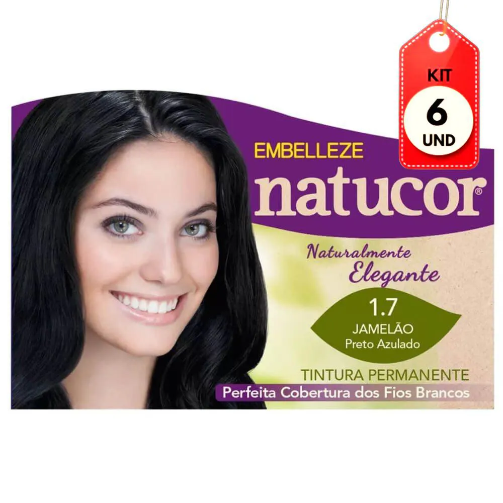 Kit C/06 Natucor Tinta Sachê 1.7 Preto Azul-Jamelão